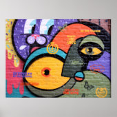 Muurgraffiti ogen poster van de boodschap Vrede en (Voorkant)