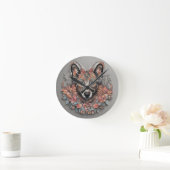 Muurklok, 8" "Floral Majesty wolf Clock" Ronde Klok (Huis)