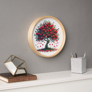 Muurklok met de decoratie van een boom met de