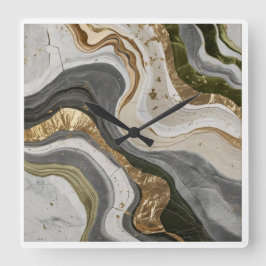 Muurklok met dromerig groen marmeren ontwerp vierkante klok