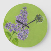 Muurklok met lila en hommel grote klok (Voorkant)