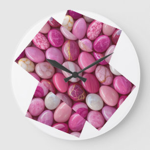 Muurklok met Roze Kiezelstenen – Elegant Ontwerp I Grote Klok