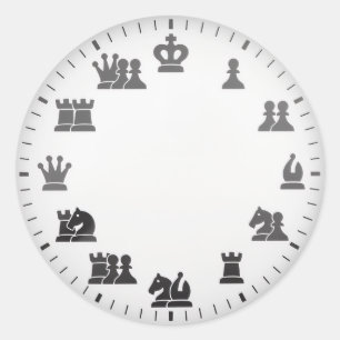 Muurklok met schaakthema ronde sticker