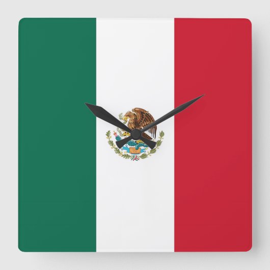 Muurklok met vlag Mexico Vierkante Klok (Voorkant)