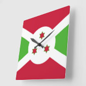 Muurklok met vlag van Burundi Vierkante Klok (Hoek)