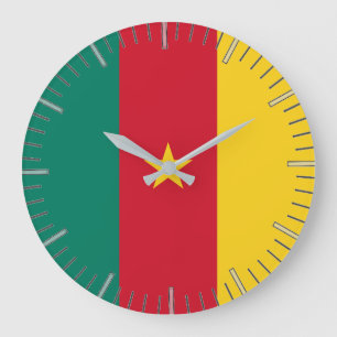 Muurklok met vlag van Kameroen Grote Klok