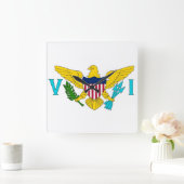 Muurklok met vlag van Maagdeneilanden, VS Vierkante Klok (Huis)