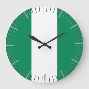 Muurklok met vlag van Nigeria Grote Klok