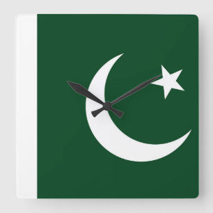 Muurklok met vlag van Pakistan Vierkante Klok