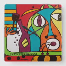 Muurklok met Wijn O'Clock Art
