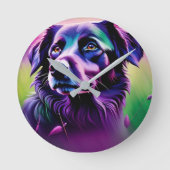 Muurklok - Paarse hond Ronde Klok (Voorkant)