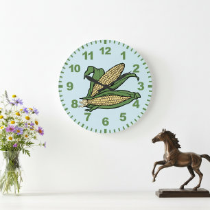 Muurklok voor keuken met maïs grote klok