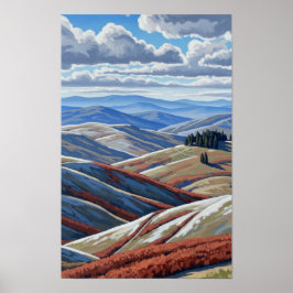 Muurkunst. Rustige heuvels. Poster