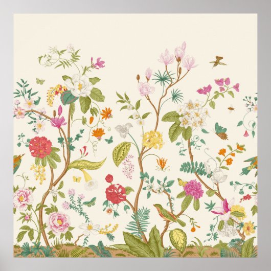 Muurlijk. Bloom. Bomen bloeien.  florale illus Poster (Voorkant)