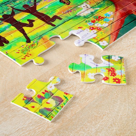 muurpuzzel met gouden hart legpuzzel (Zijkant)