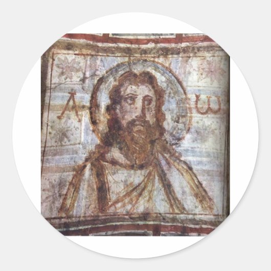 Muurschilderij van de catacomb Commodilla. Ronde Sticker (Voorkant)