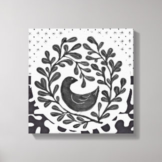 Muurschildering Zwart-wit Vogelmedaille Canvas Afdruk