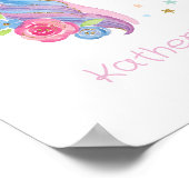Muursticker met naam Cute Unicorn Baby Meisje Slaa Poster (Hoek)