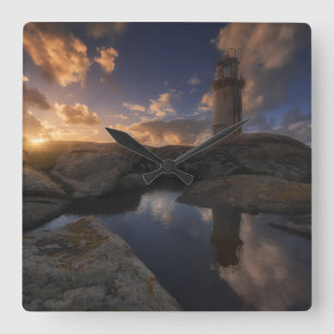 Muxia Lighthouse   Galicië, Spanje Vierkante Klok