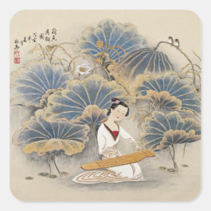 Muziek afspelen via Lotus Pond Vierkante Sticker