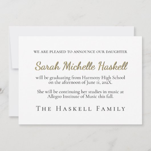 Muziek Afstuderen Aankondiging Treble Clef Afstude (Achterkant)