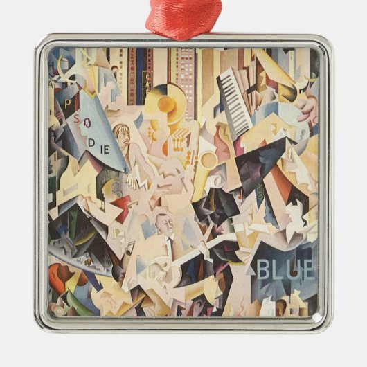 muziek, Art Deco Jazz, Rhapsody in Blue Metalen Ornament (Voorkant)