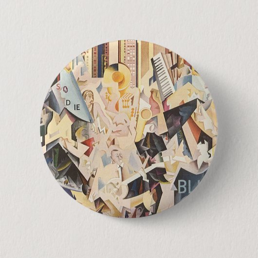 muziek, Art Deco Jazz, Rhapsody in Blue Ronde Button 5,7 Cm (Voorkant)