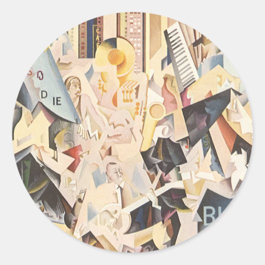 muziek, Art Deco Jazz, Rhapsody in Blue Ronde Sticker (Voorkant)