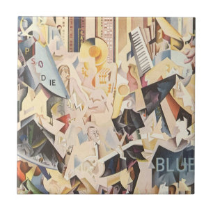 muziek, Art Deco Jazz, Rhapsody in Blue Tegeltje