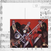 muziek, Art Deco Musical Jazz Band Jamming Briefkaart
