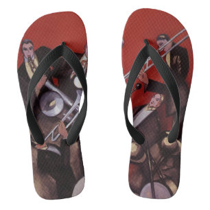  muziek, Art Deco Musical Jazz Band Jamming Teenslippers