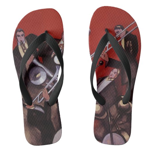  muziek, Art Deco Musical Jazz Band Jamming Teenslippers (Voetbed)
