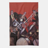  muziek, Art Deco Musical Jazz Band Jamming Theedoek (Verticaal)