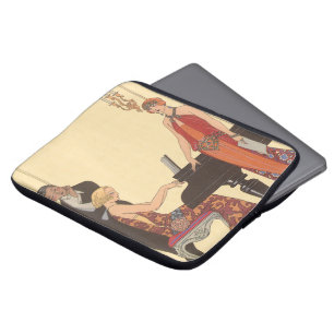 muziek, Art Deco Pianist Musician Singer Laptop Sleeve