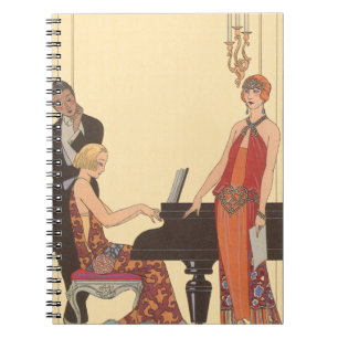  muziek, Art Deco Pianist Musician Singer Notitieboek