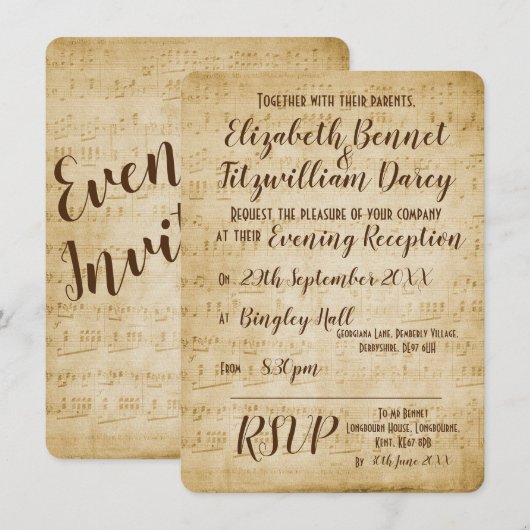  muziek avonduitnodiging kaart (Voorkant / Achterkant)