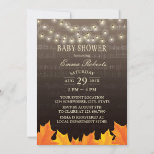 Muziek Baby shower herfst laat tekenreekslichten a Kaart