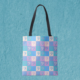 Muziek Bass Clef Pastel patroon Draagtas