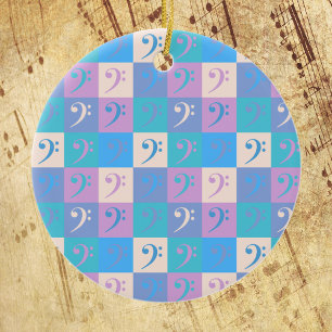Muziek Bass Clef Patroon Pastelkleuren Keramisch Ornament