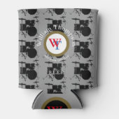 muziek & bier, drums geïnspireerd, cirkelmonogram blikjeskoeler (Voorkant)