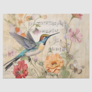  Muziek Bloemen Franse Hummingbird Art Tissuepapier