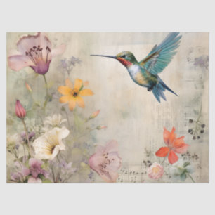  Muziek Bloemen Franse Hummingbird Art Tissuepapier