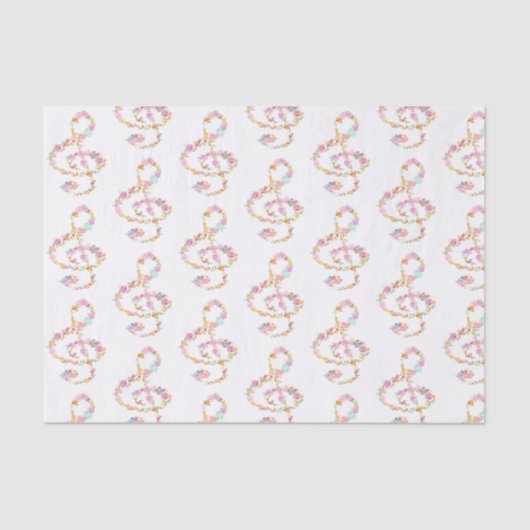 Muziek Bloemen Treble Clefs Tissuepapier (Voorkant)