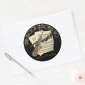 Muziek Bookplate Ronde Sticker (Envelop)