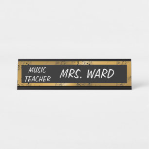 MUZIEK BORD VAN DE DESKNAAM VAN DE TEACHER BUREAU NAAMBORDJE