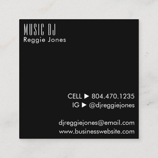 Muziek CD Hoesje Album Hoesje DJ Black Vierkante Visitekaartje (Achterkant)