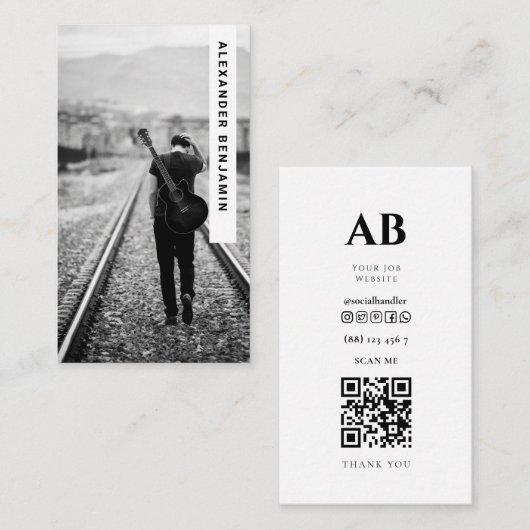 Muziek Composer Foto QR Code Visitekaartje (Voorkant / Achterkant)