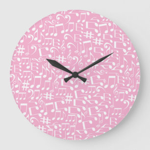Muziek Dansende Witte Noten Zachte Roze Grote Klok