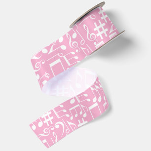 Muziek Dansende Witte Noten Zachte Roze Lint