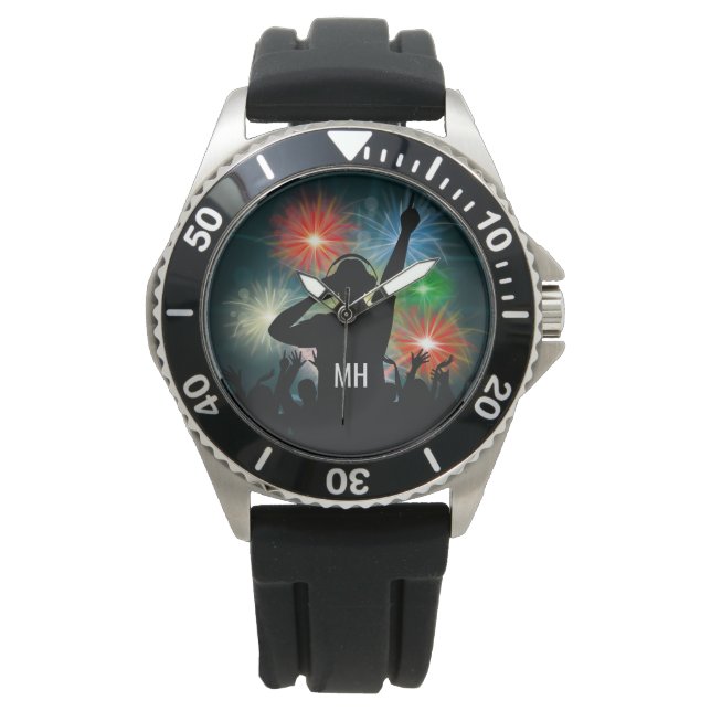 Muziek DJ aangepaste monogram horloges (Voorkant)